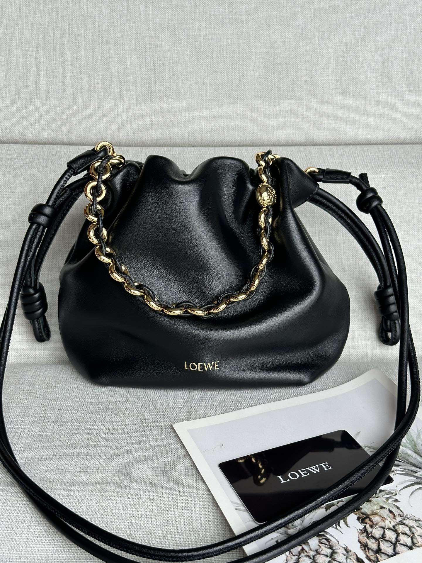 로에베 Loewe Flamenco 1773 클러치 Black 23cm