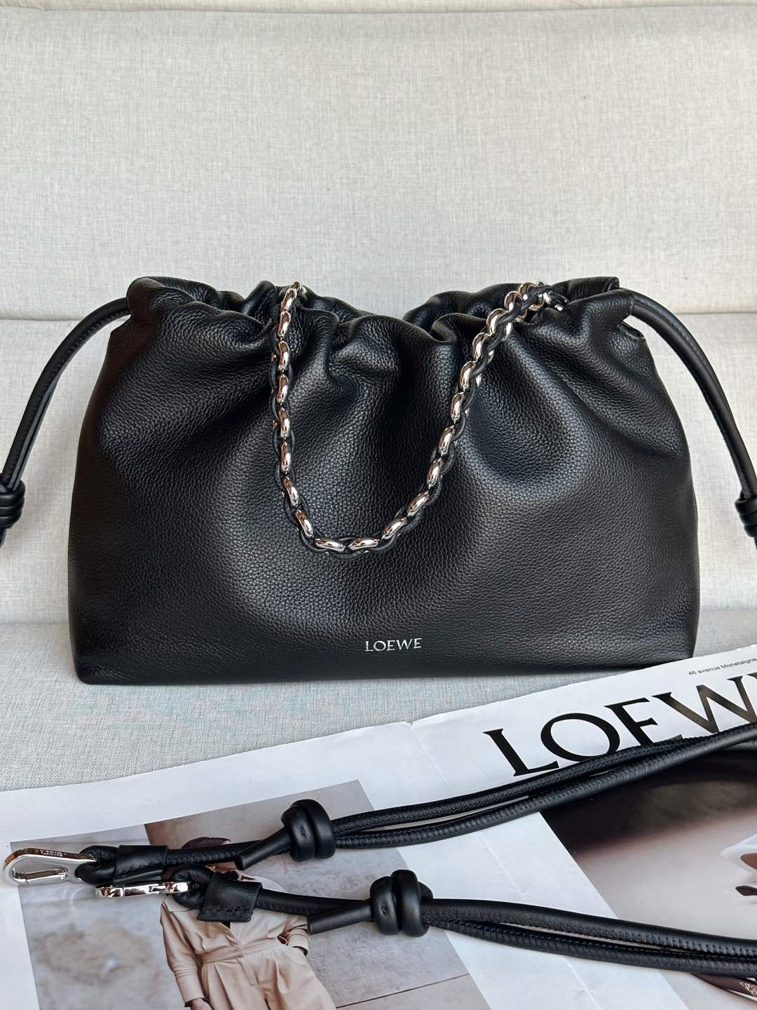 로에베 Loewe Flamenco Purse 1774 클러치 Black 30cm