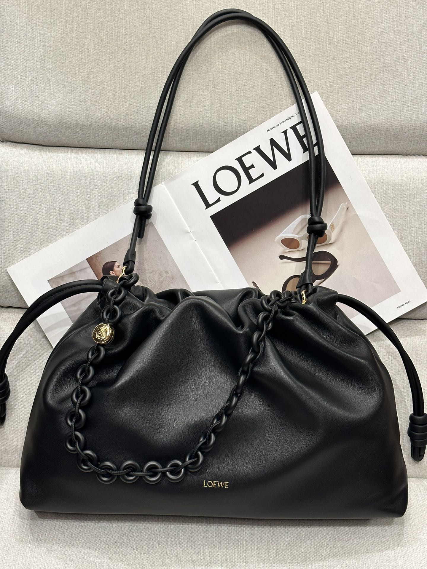 로에베 Loewe Flamenco Purse 1776 클러치 Black 41cm