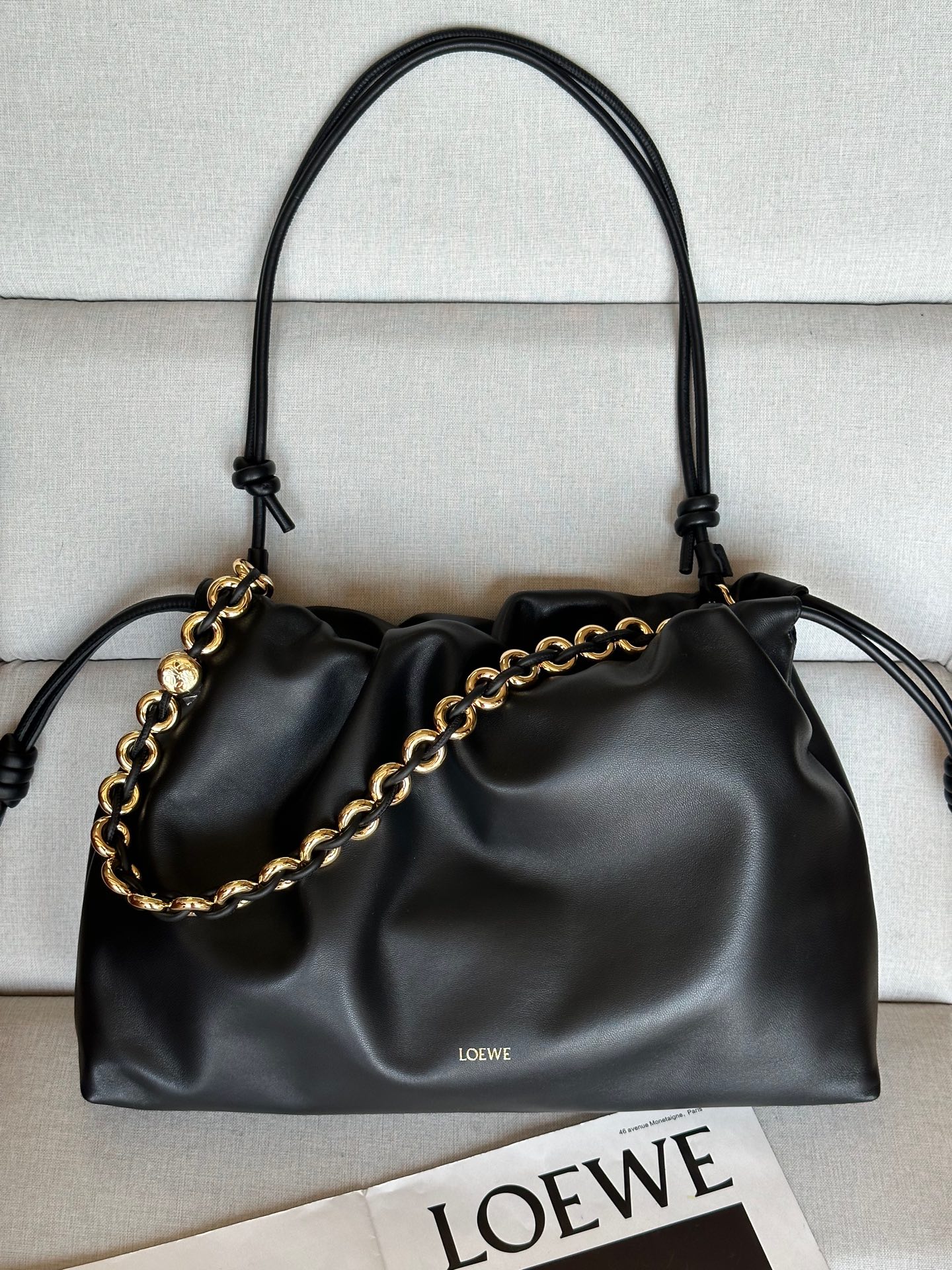 로에베 Loewe Flamenco Purse 1776 클러치 Black 41cm