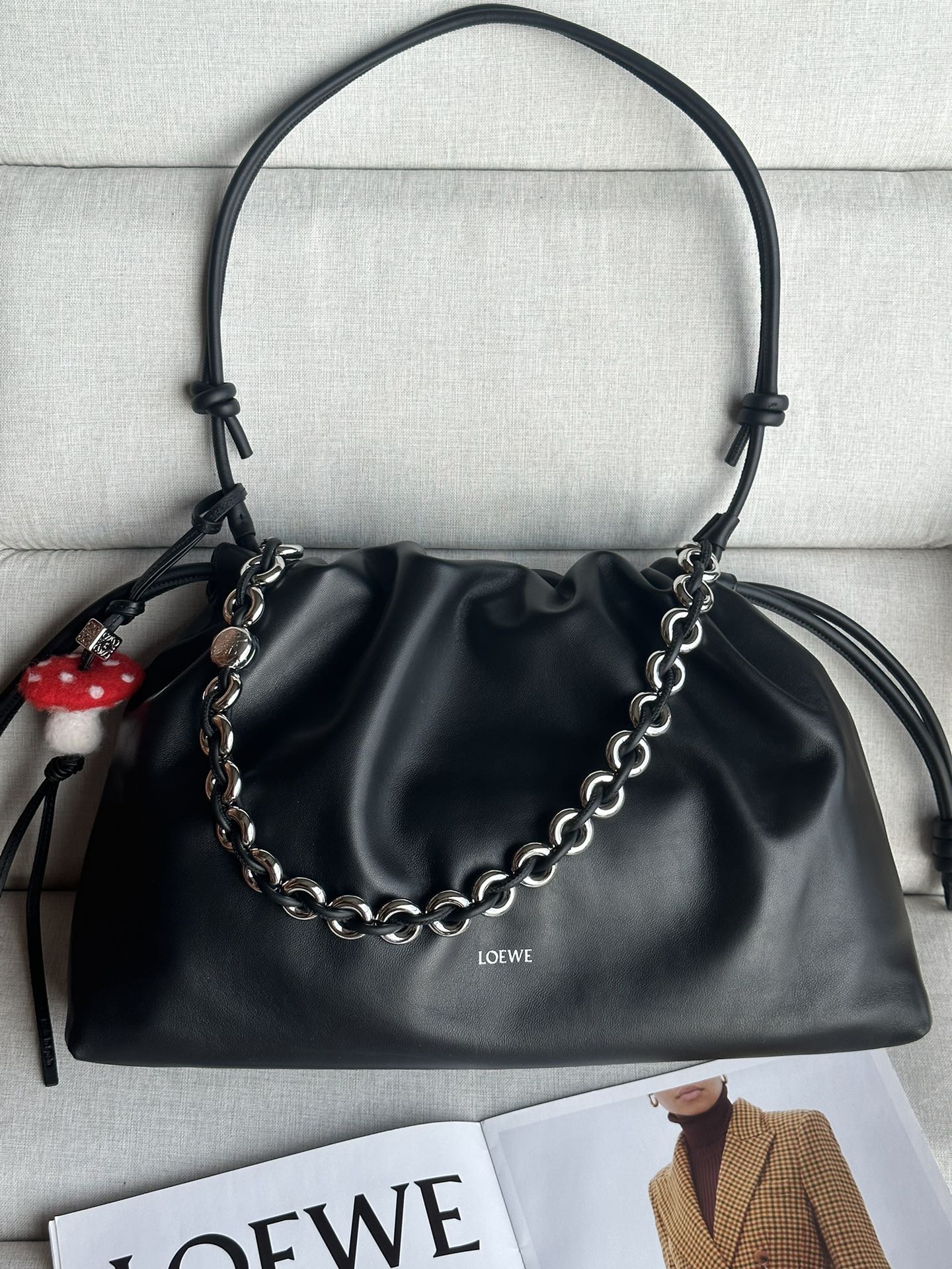 로에베 Loewe Flamenco Purse 1776 클러치 Black 41cm