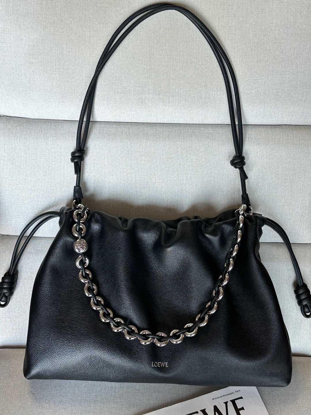 로에베 Loewe Flamenco Purse 1776 클러치 Black 41cm