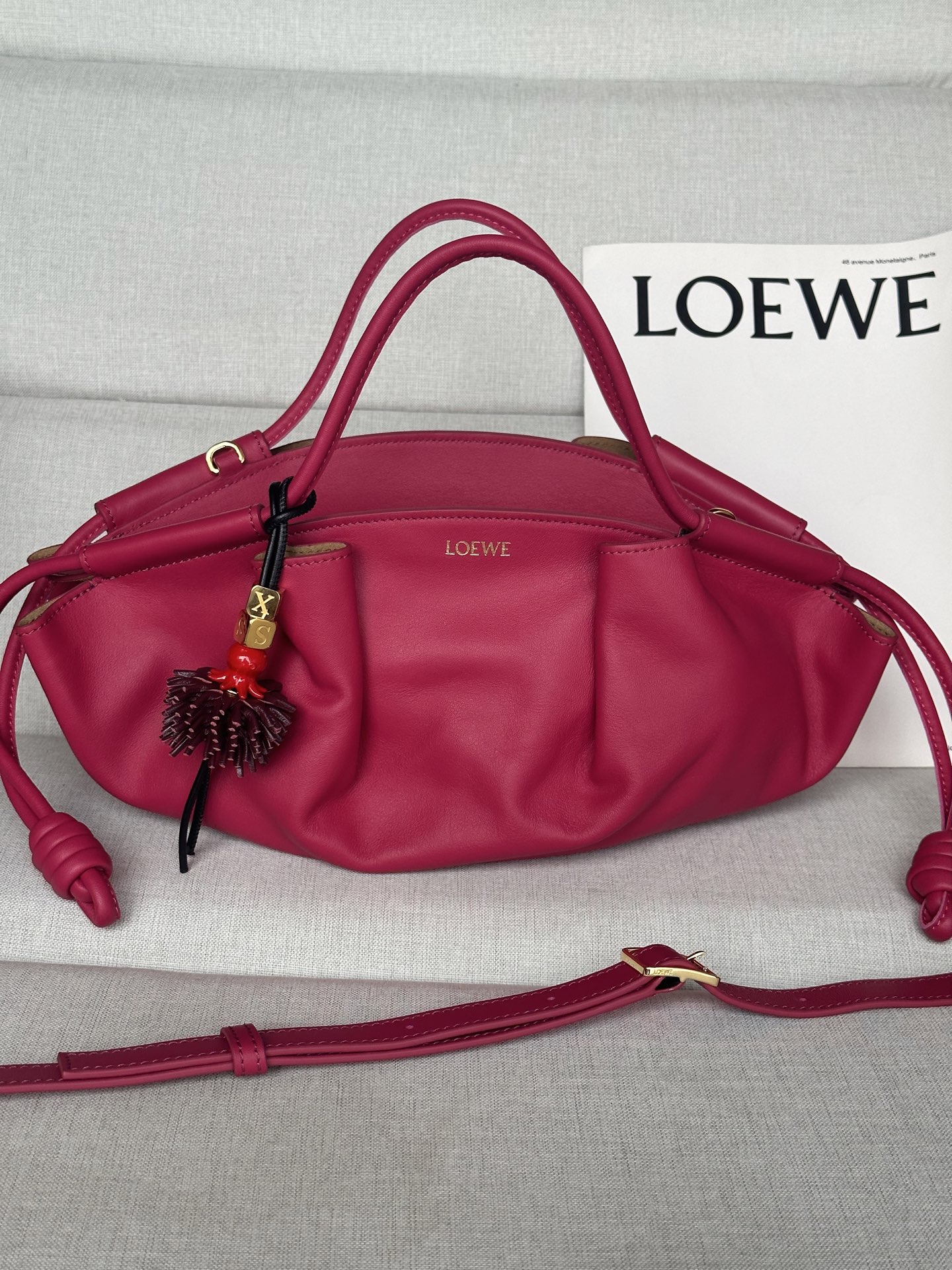 로에베 Loewe 1668  Small Paseo Bag In Shiny Nappa Calfskin 35cm
