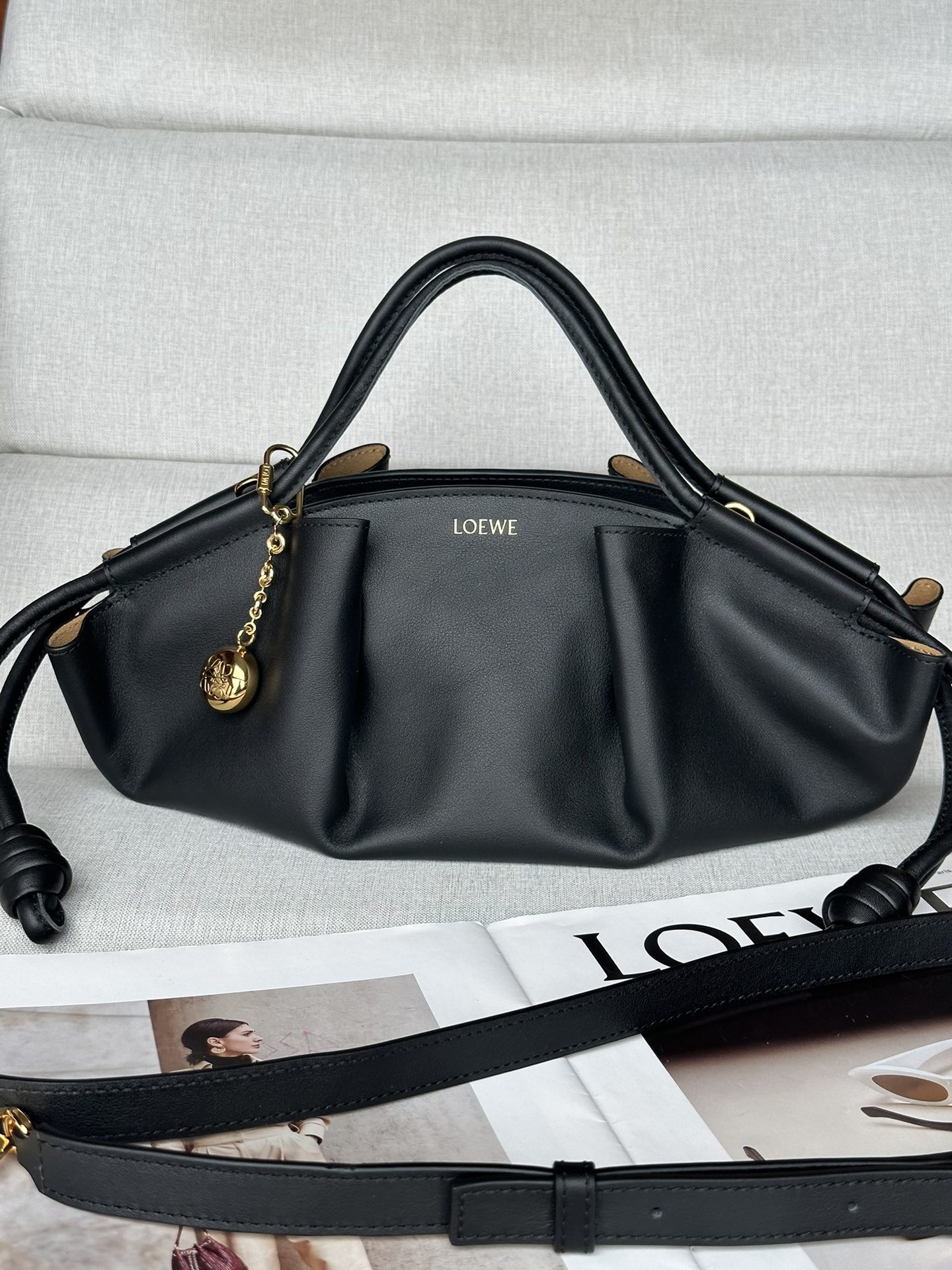 로에베 Loewe 1668  Small Paseo Bag In Shiny Nappa Calfskin 35cm