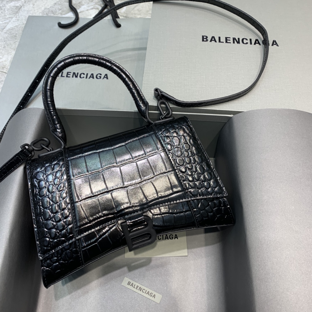 발렌시아가 Balenciaga 592833 Hourglass XS Handbag Black 23cm