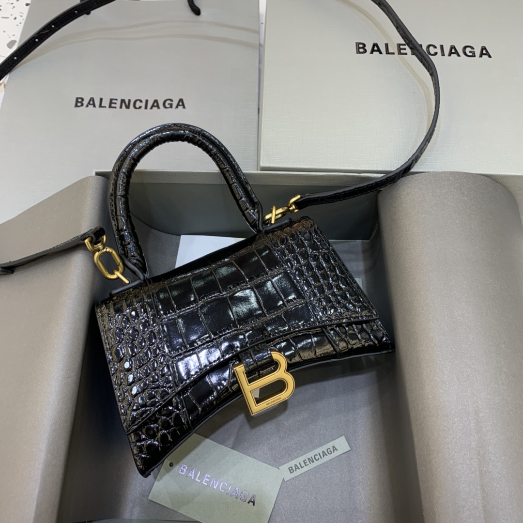발렌시아가 Balenciaga 592833 Mini Hourglass XS Handbag Black 19cm