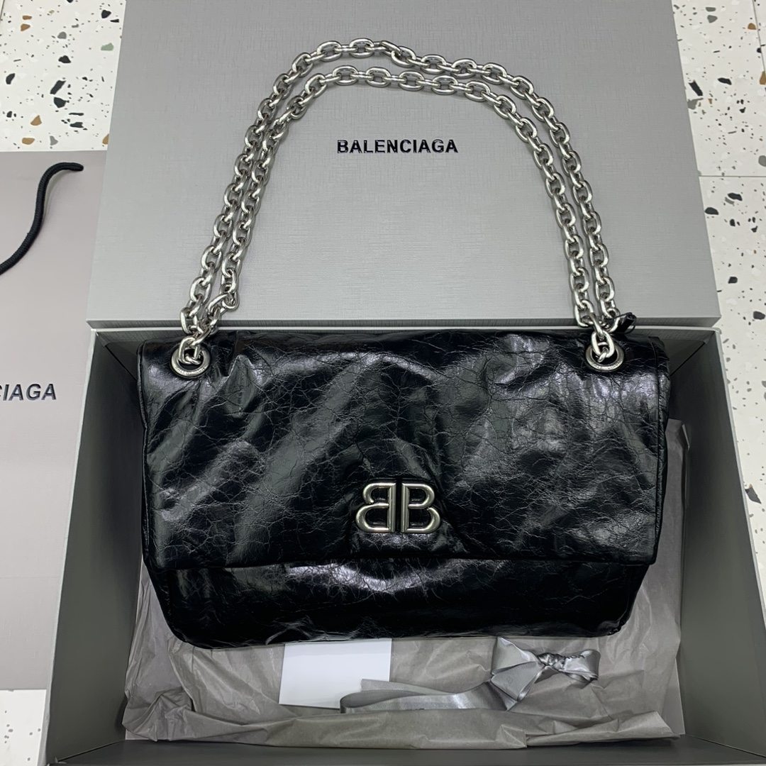 발렌시아가 Balenciaga 765966 Monaco Medium Chain Bag Black 32.5cm