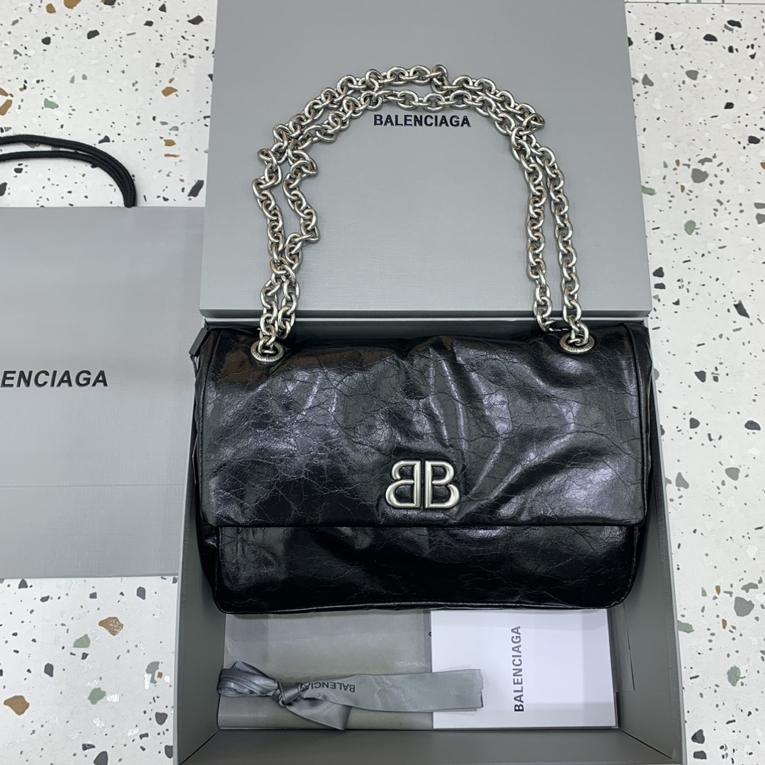 발렌시아가 Balenciaga 765966 Monaco Small Chain Bag Black 27.9cm