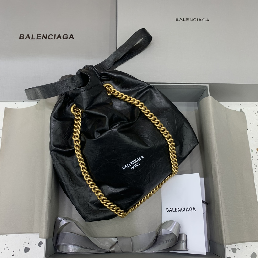 발렌시아가 Balenciaga 742941 Crush Small Tote Bag Black