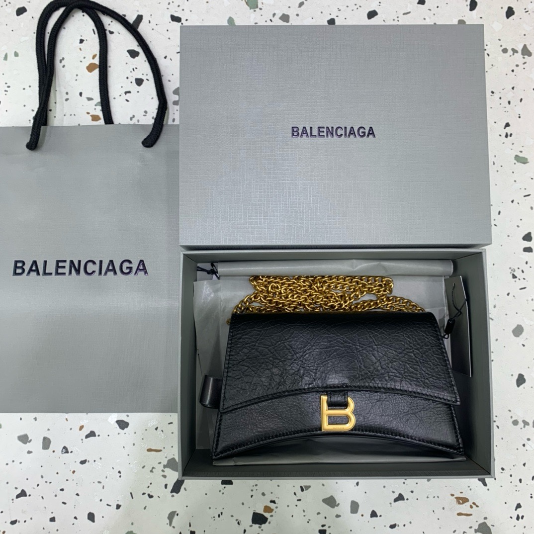발렌시아가 Balenciaga Crush Mini Chain Bag Black 21cm