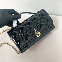 디올 Dior S0980 My Dior Mini Bag Patent Cannage Calfskin Black
