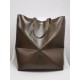로에베 Loewe 1761 Large Puzzle Fold Tote In Shiny Calfskin Umber 42cm