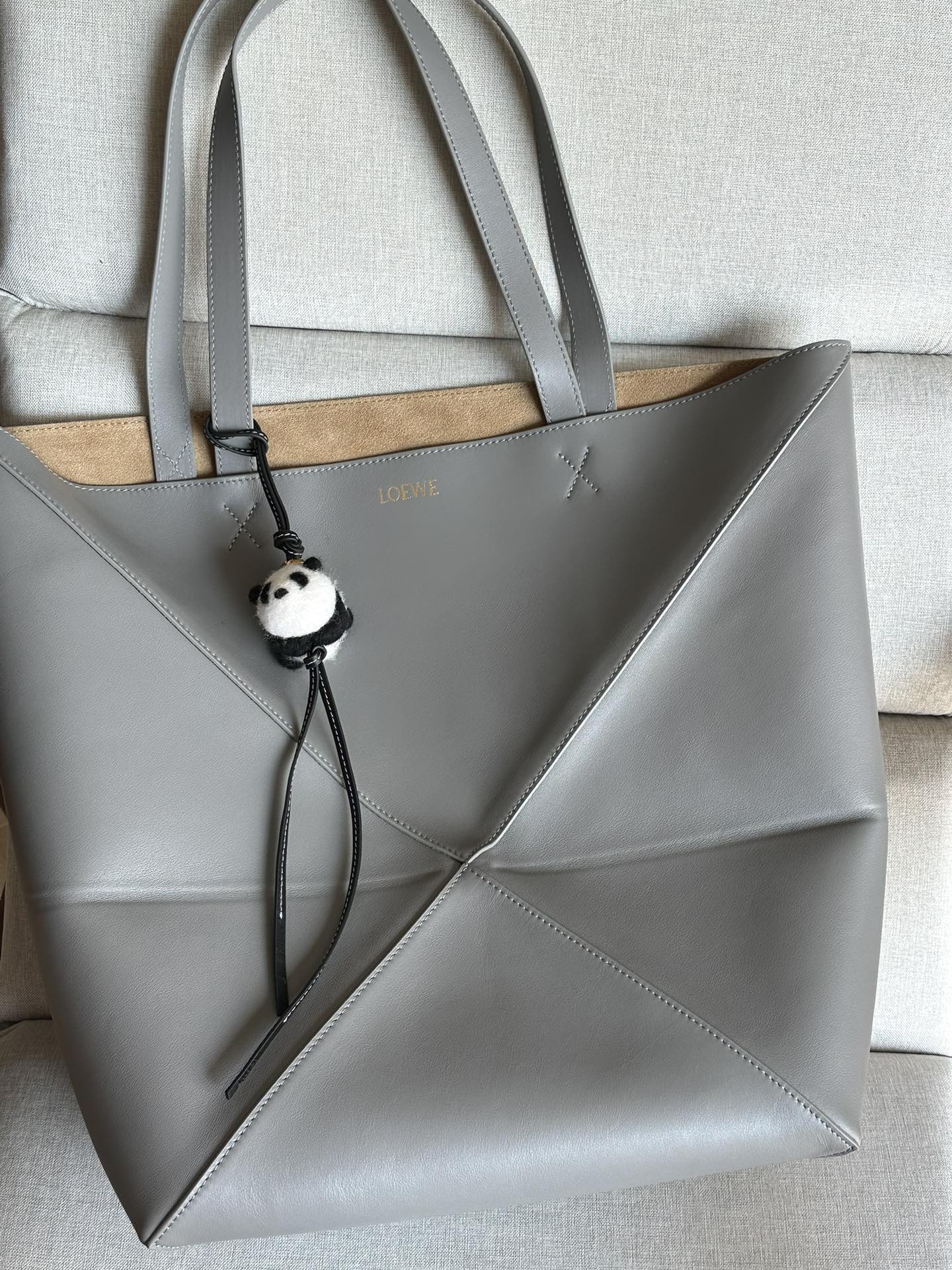 로에베 Loewe 1761 Large Puzzle Fold Tote In Shiny Calfskin 42cm