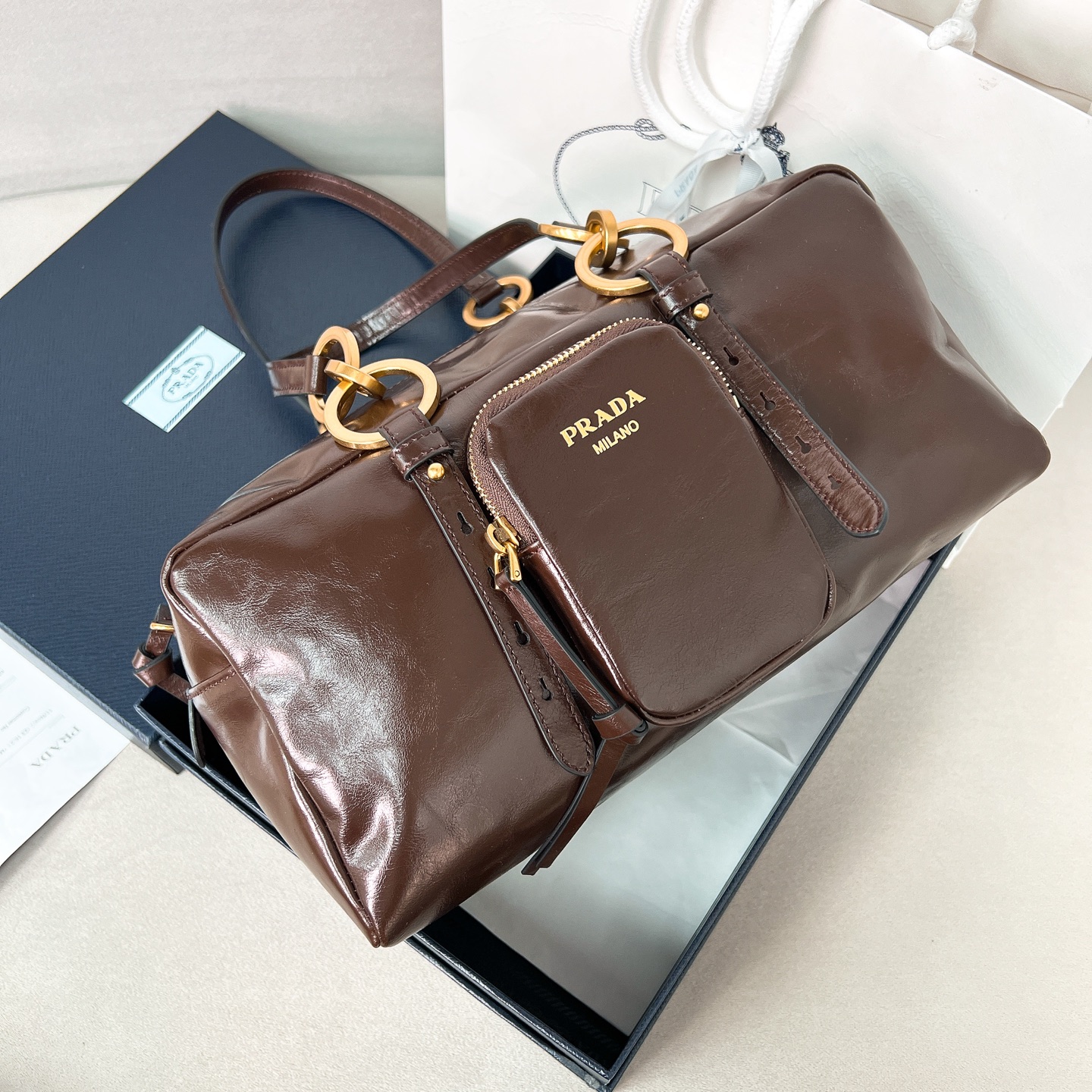 프라다 Prada 1BB138 Dangel 탑 핸들백 30CM