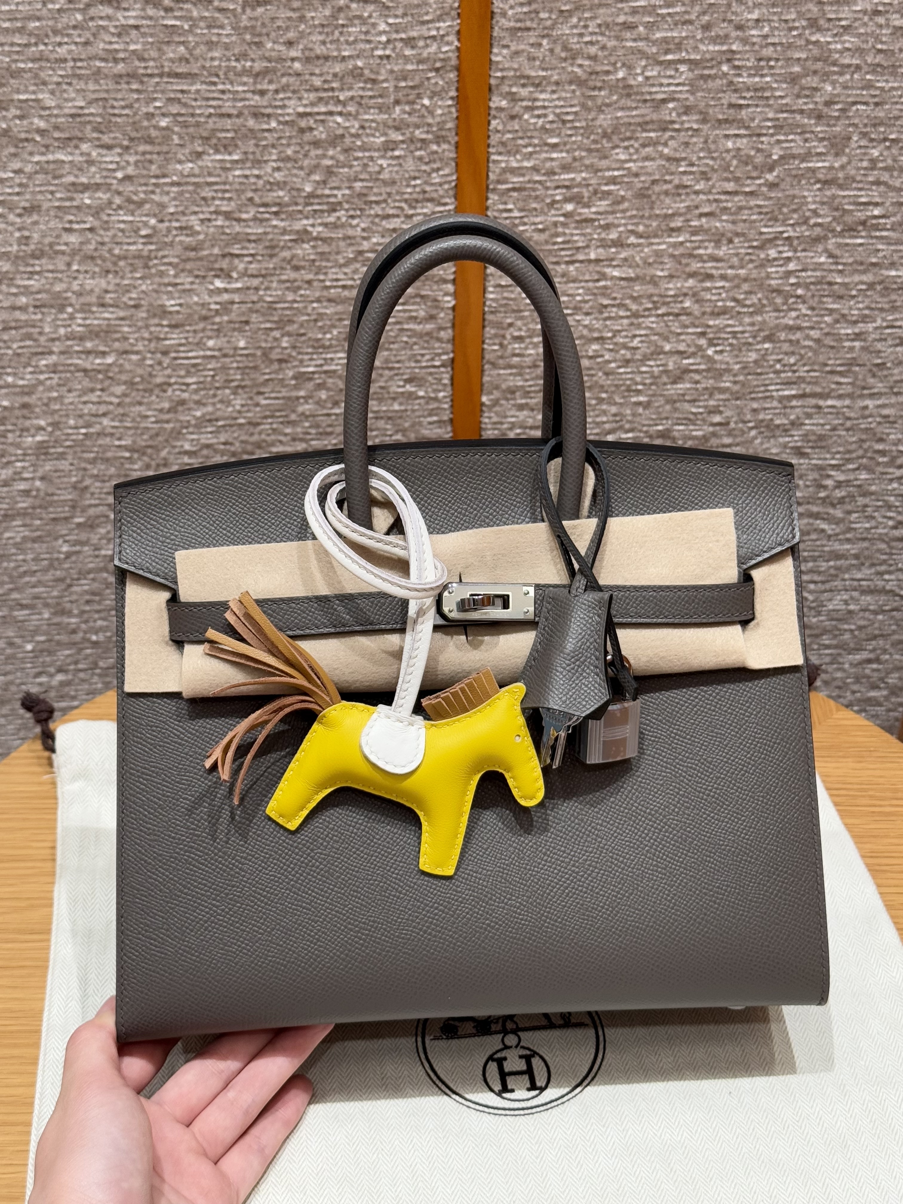 에르메스 Hermes Birkin 25cm Epsom 8F Etain/silver
