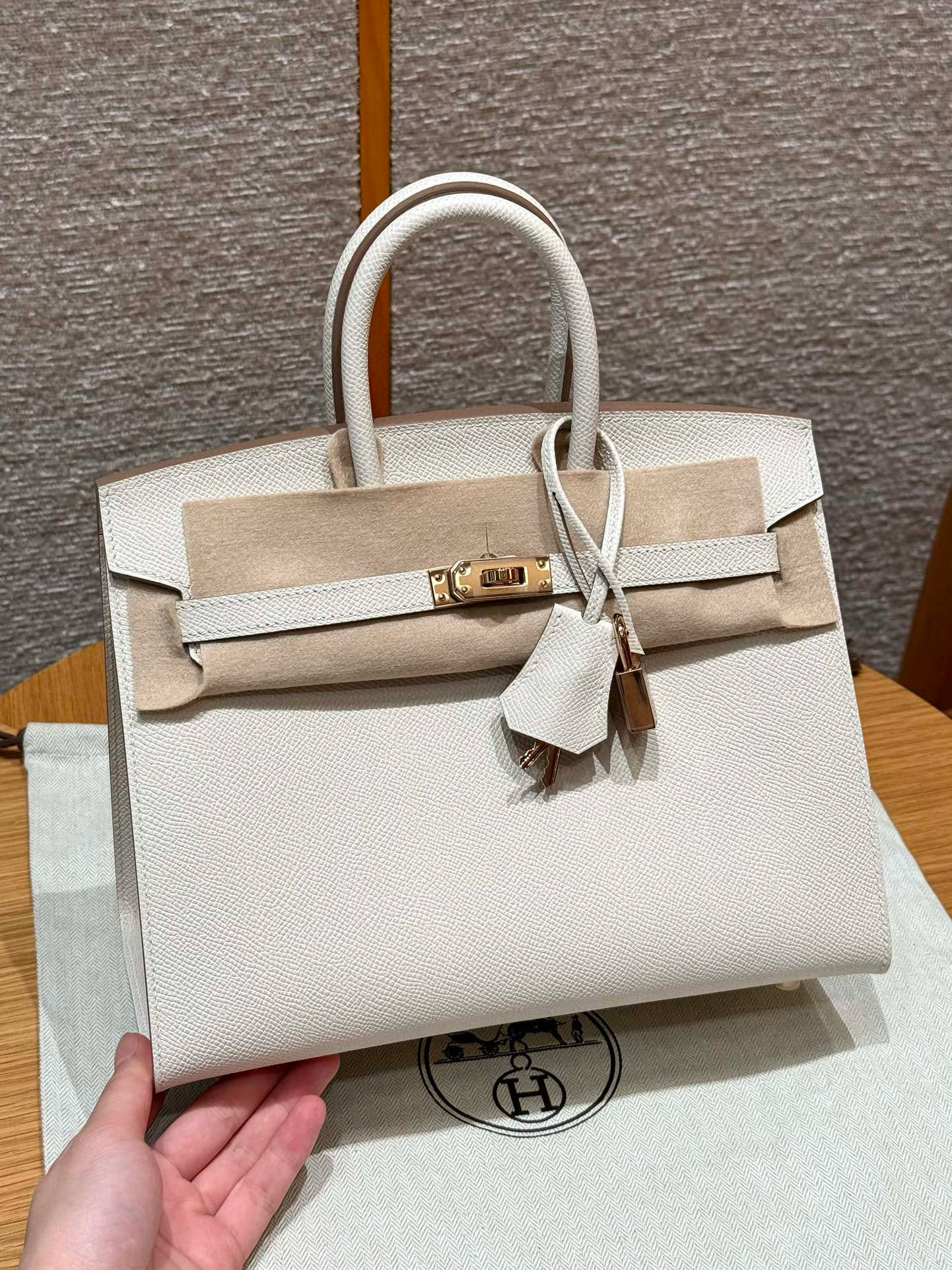 에르메스 Hermes Birkin 25cm Epsom 10 Craie/Rose gold