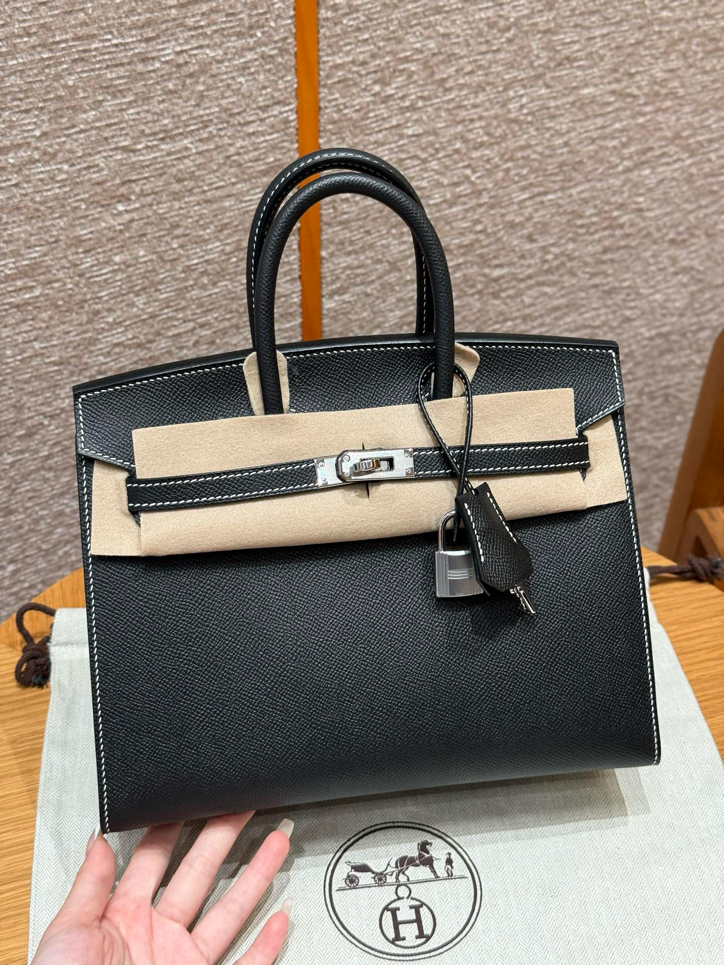 에르메스 Hermes Birkin 25cm Epsom 89 Noir/silver