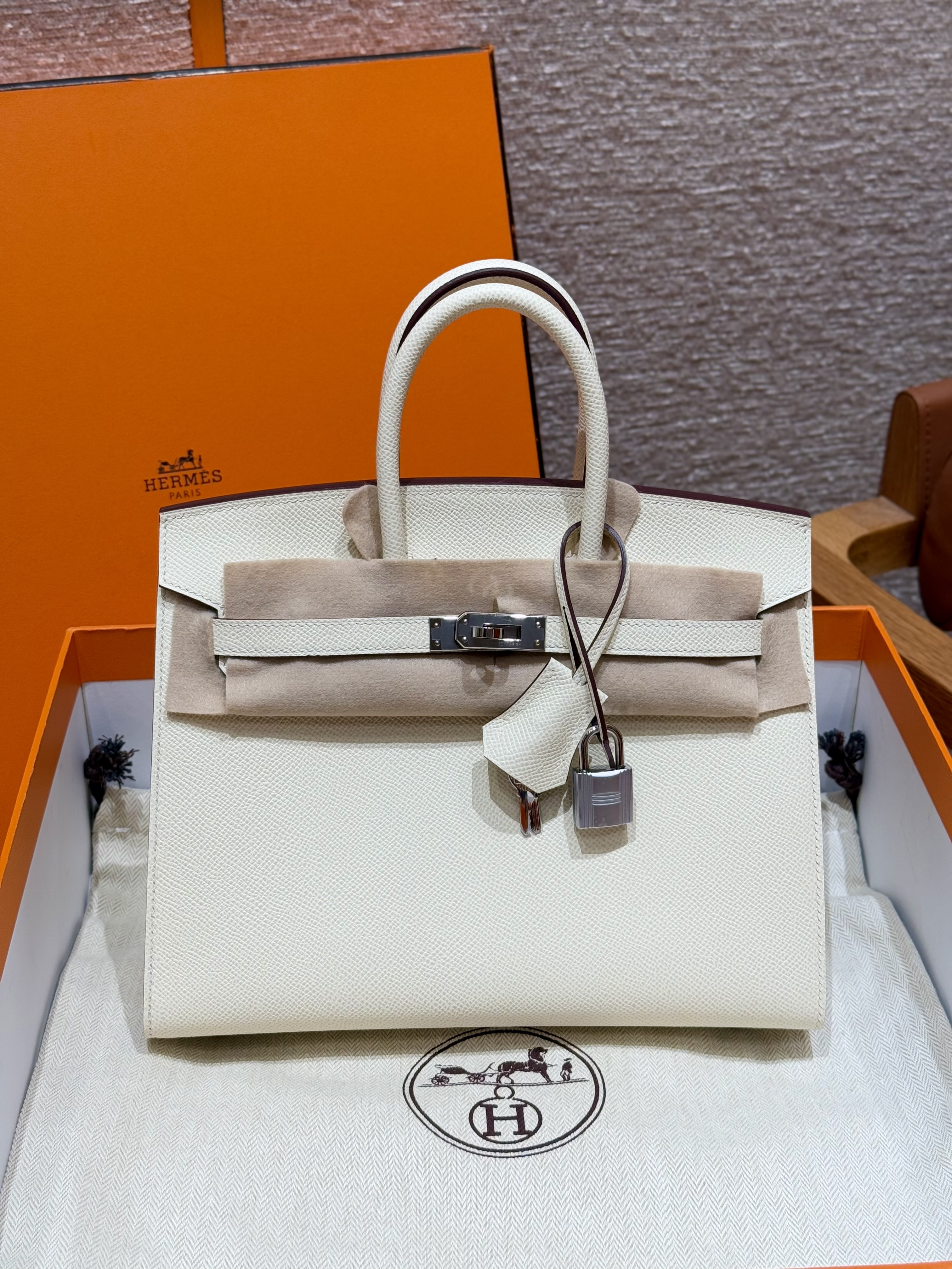 에르메스 Hermes Birkin 25cm Epsom i2 nata/silver