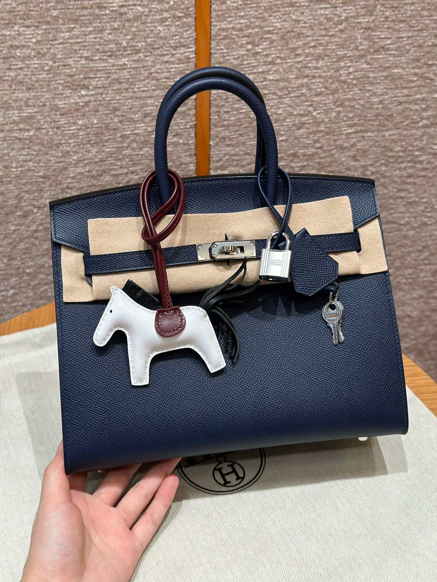 에르메스 Hermes Birkin 25cm Epsom sellier 73 Blue saphir/silver