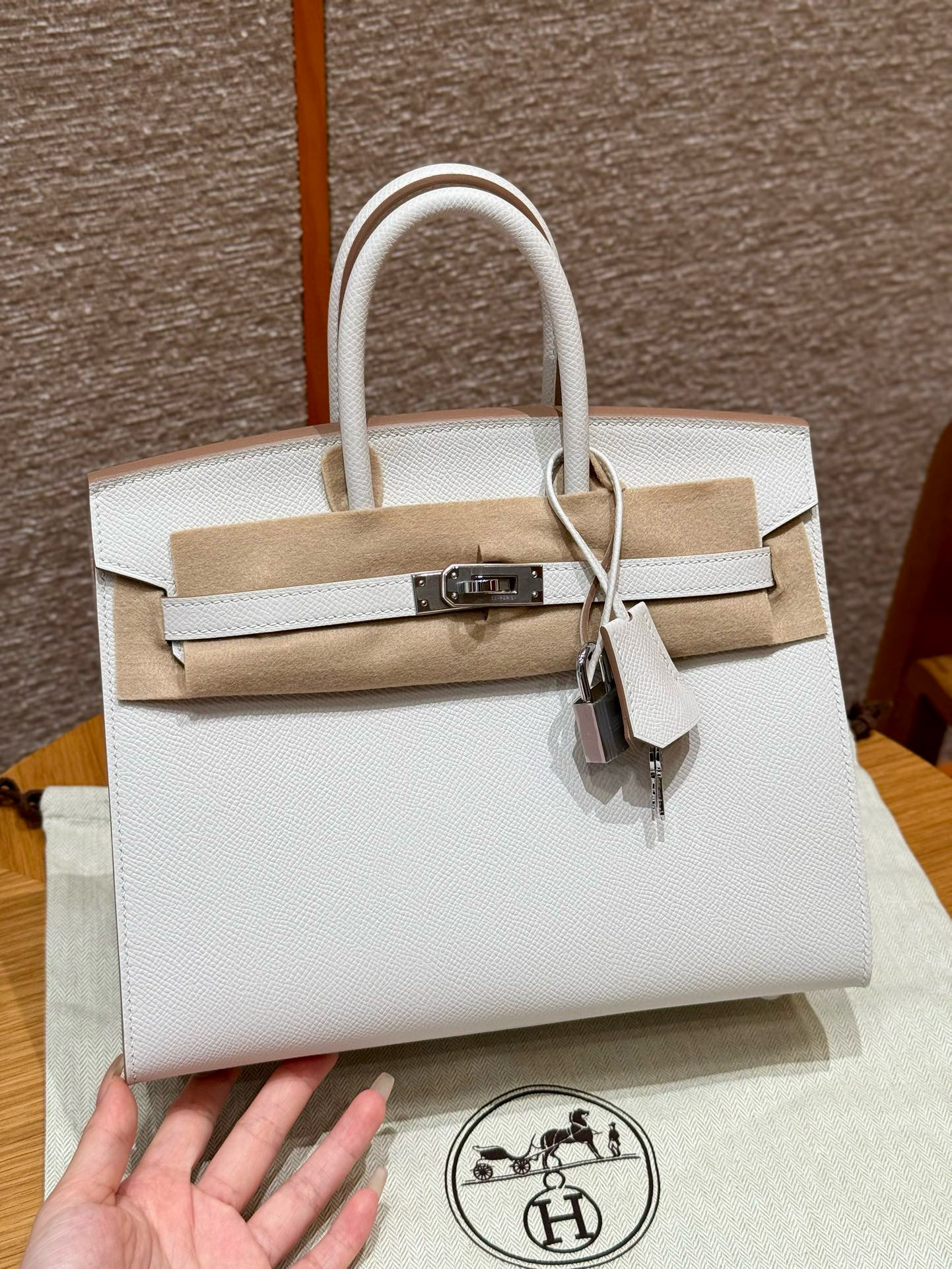 에르메스 Hermes Birkin 25cm Epsom sellier M4 Girs pale/silver