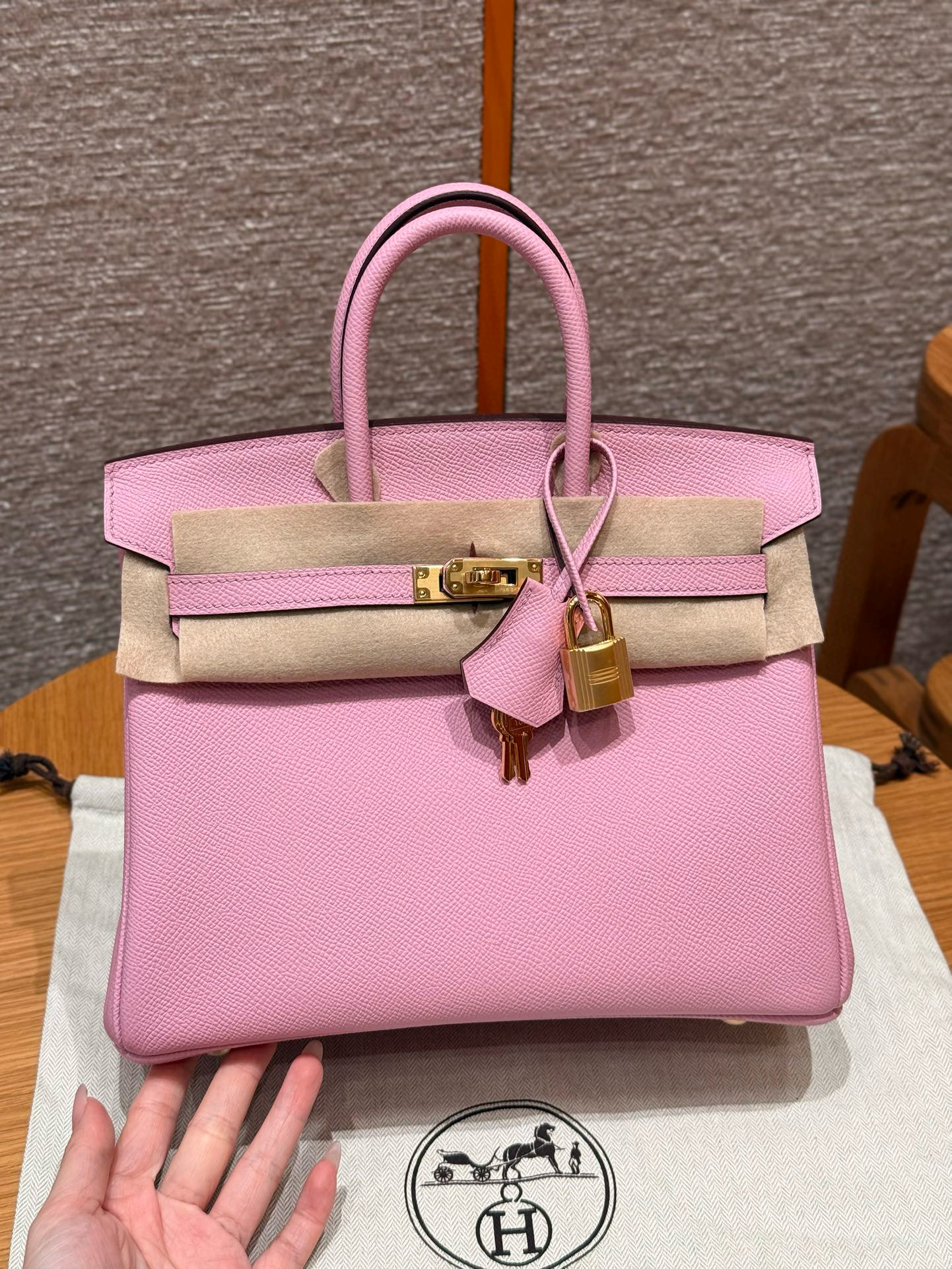 에르메스 Hermes Birkin 25cm Epsom X9 Mauve/gold