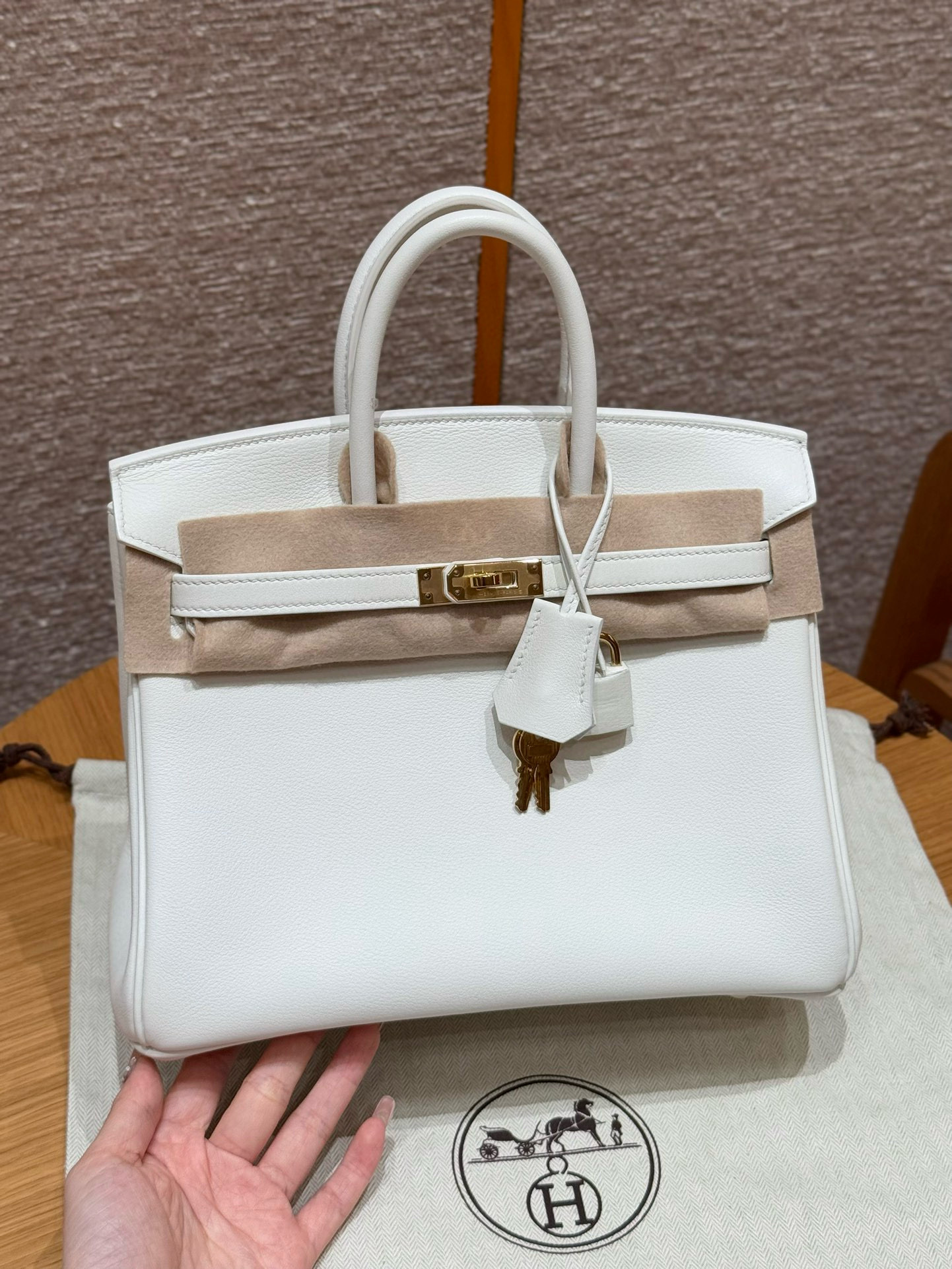 에르메스 Hermes Birkin 25cm Swift 01 Blanc/gold