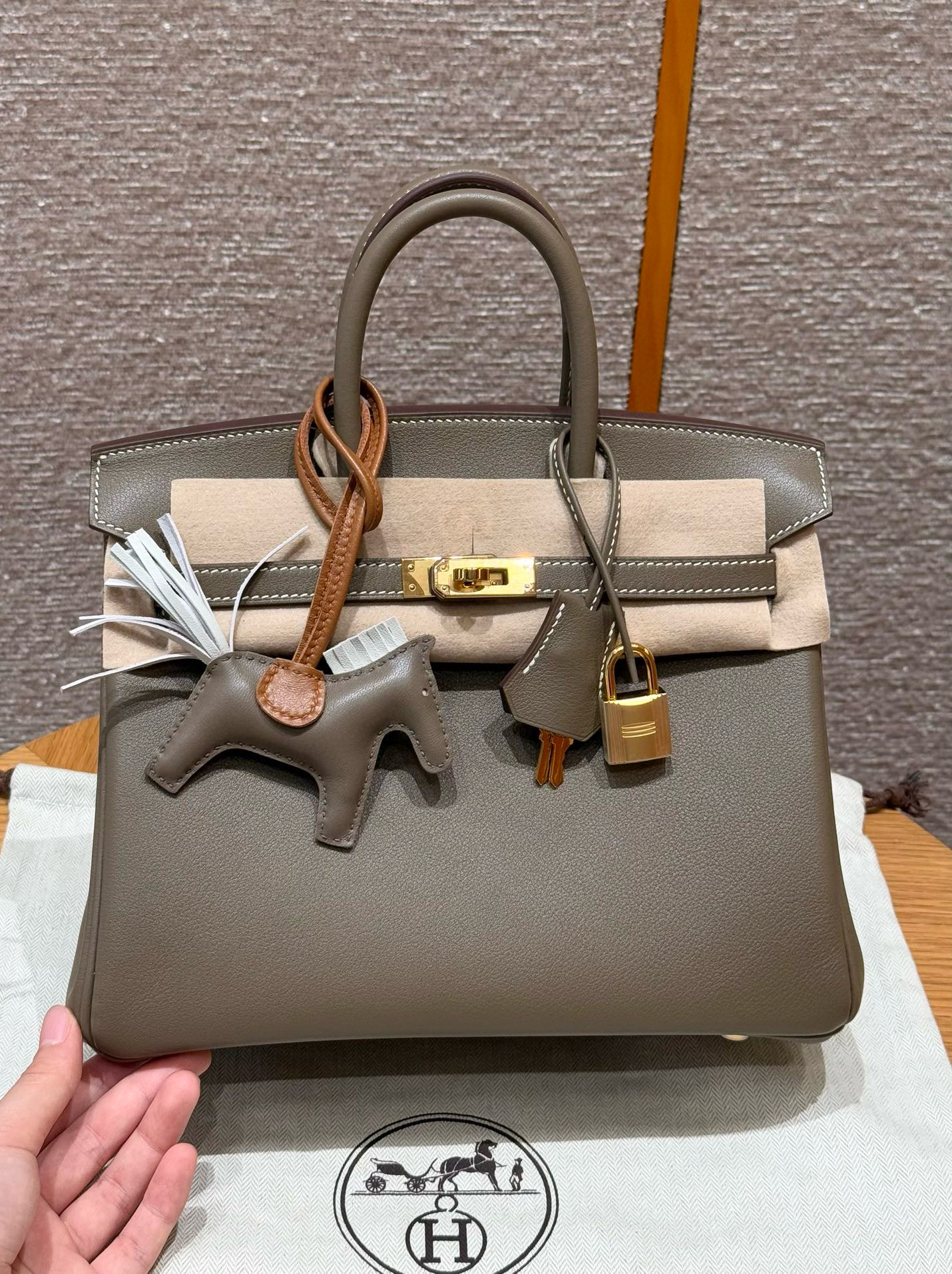 에르메스 Hermes Birkin 25cm Swift 18 Etoupe/gold