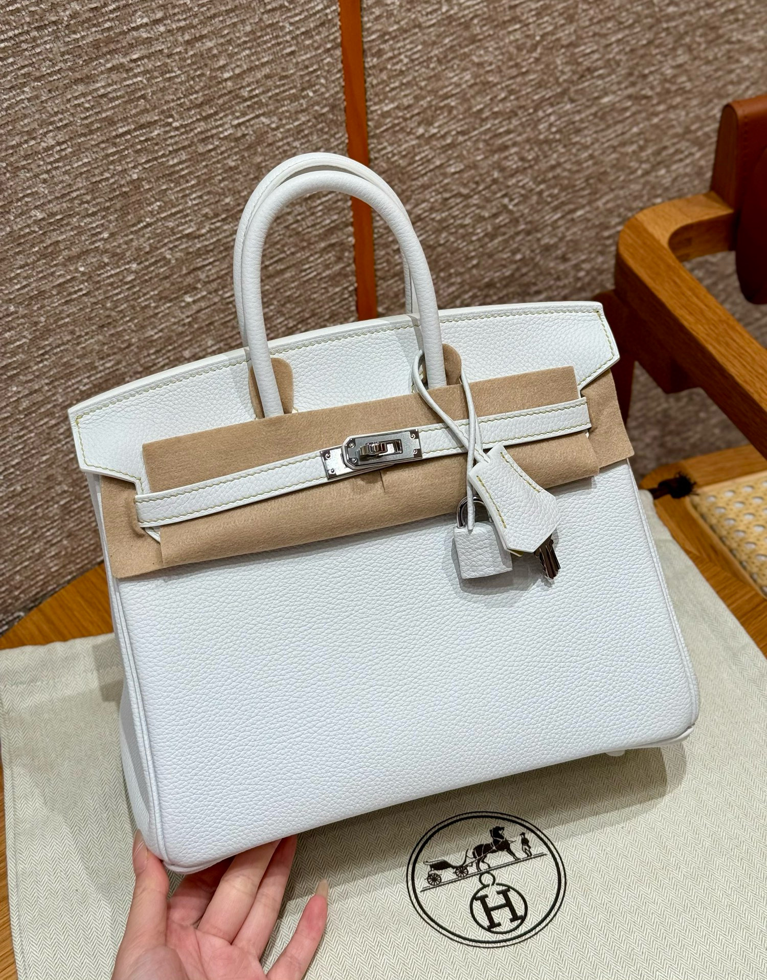 에르메스 Hermes Birkin 25cm Togo 01 Blanc/silver