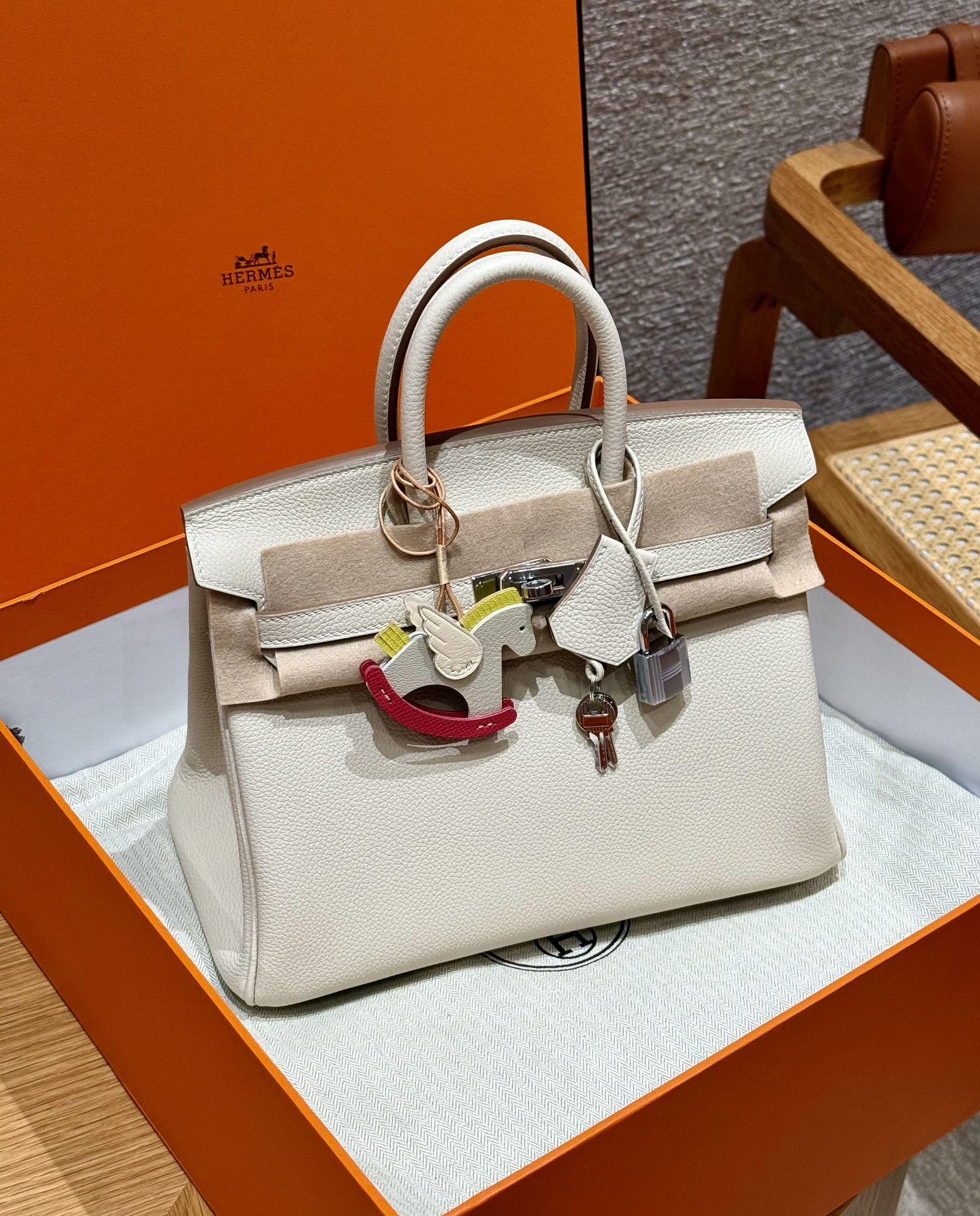 에르메스 Hermes Birkin 25cm Togo 10 Craie/silver