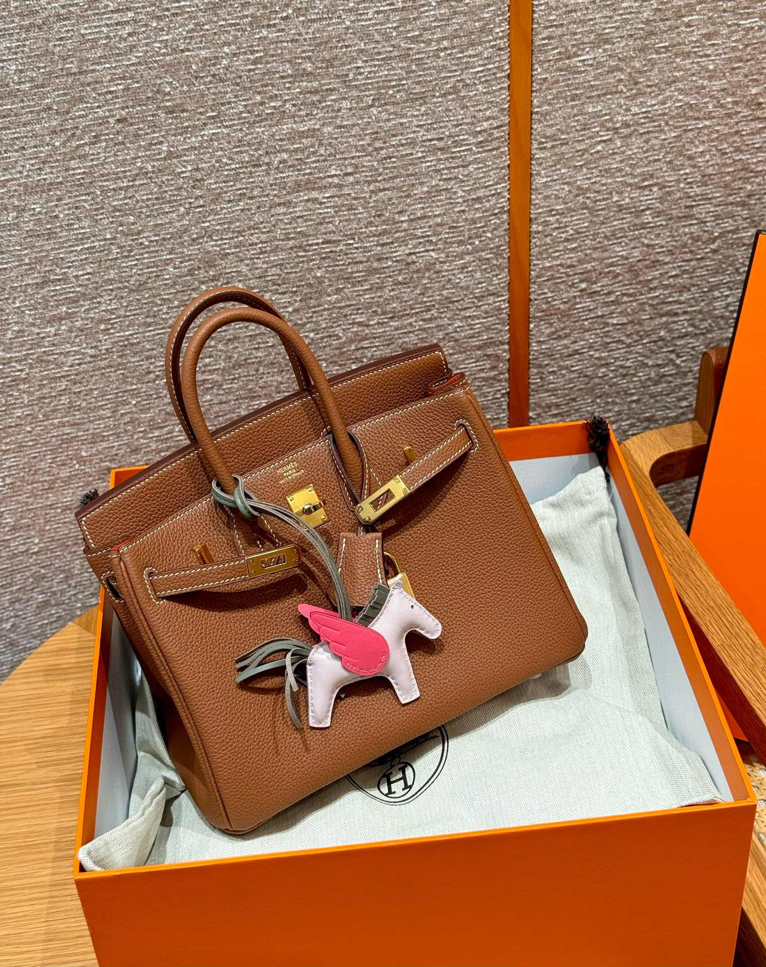 에르메스 Hermes Birkin 25cm Togo 37 Gold and 93 Orange/gold