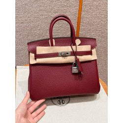 에르메스 Hermes Birkin 25cm Togo 57 Bordeaux and Q5 Rouge casaque/silver