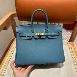 에르메스 Hermes Birkin 25cm Togo 75 Blue Jean/gold