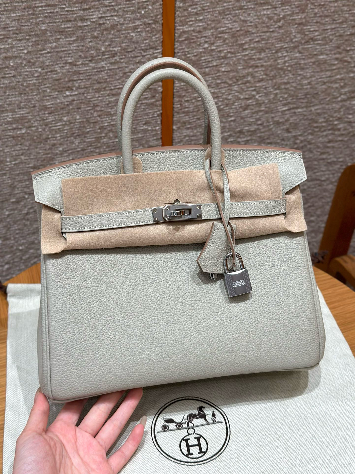 에르메스 Hermes Birkin 25cm Togo 80 Gris Perle/silver
