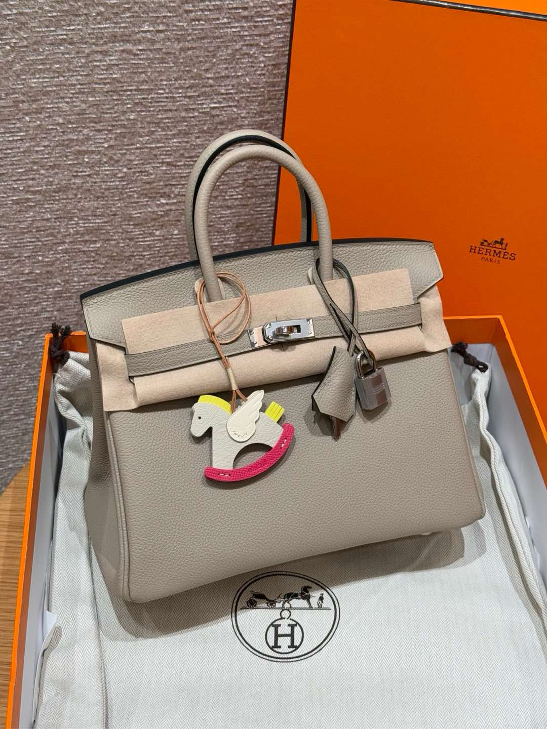 에르메스 Hermes Birkin 25cm Togo 81 Gris tourterlle/silver