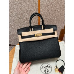 에르메스 Hermes Birkin 25cm Togo 89 Noir and Q5 Rouge casaque/gold