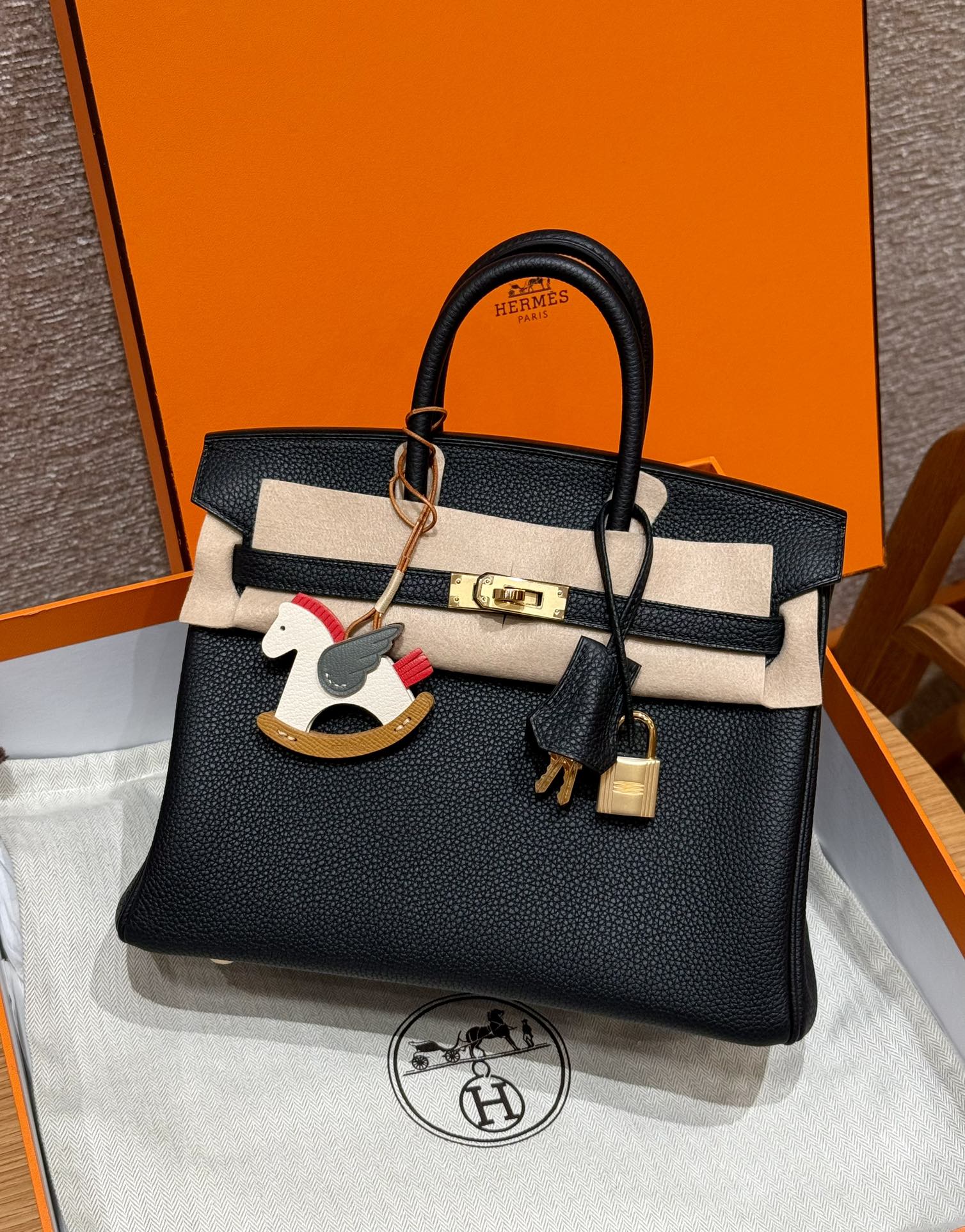 에르메스 Hermes Birkin 25cm Togo 89 Noir/gold