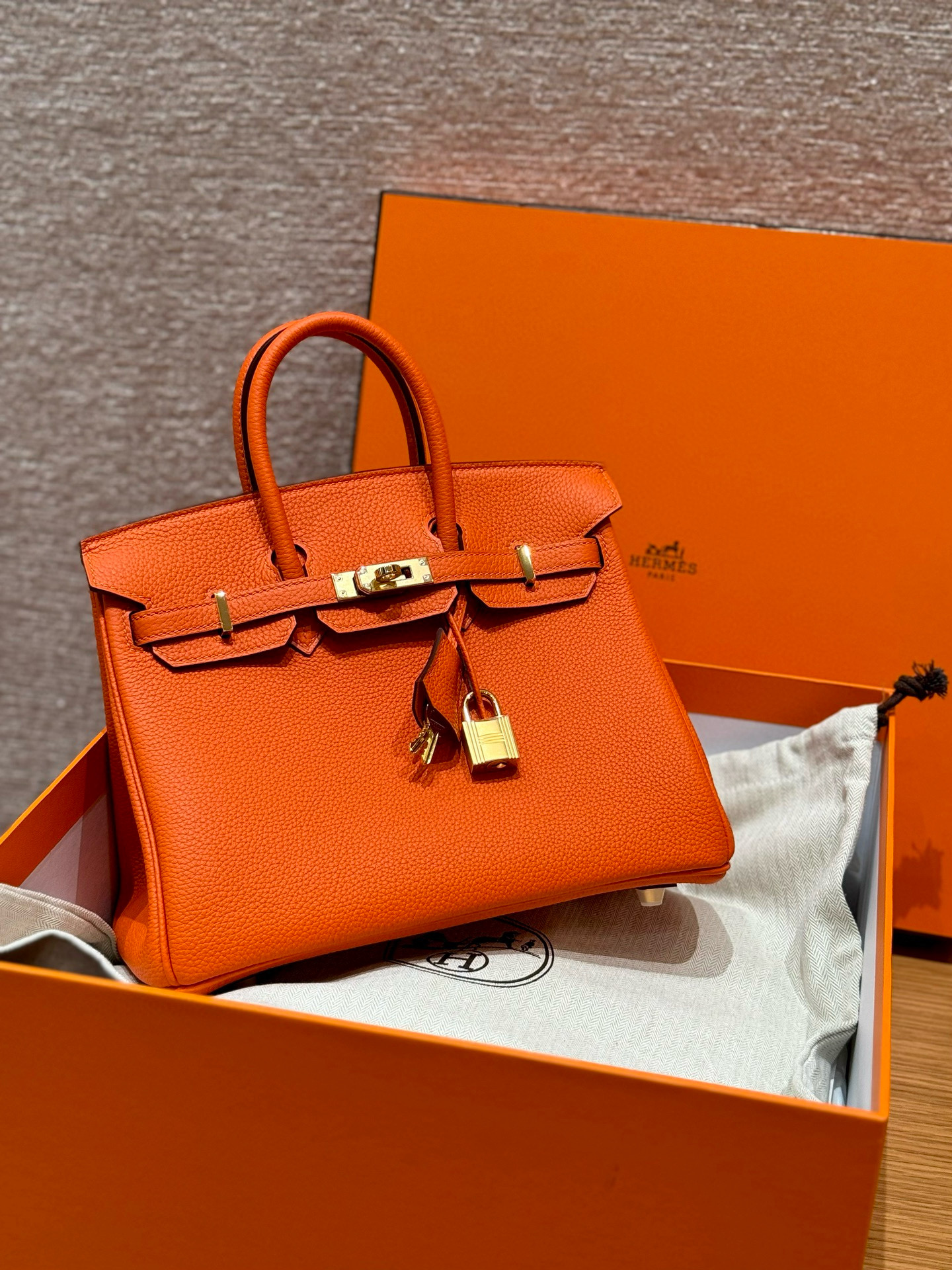 에르메스 Hermes Birkin 25cm Togo 93 Orange/gold