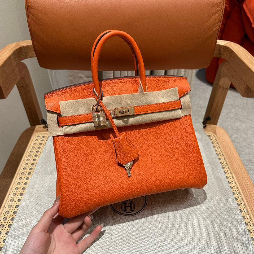 에르메스 Hermes Birkin 25cm Togo 93 Orange/Rose gold