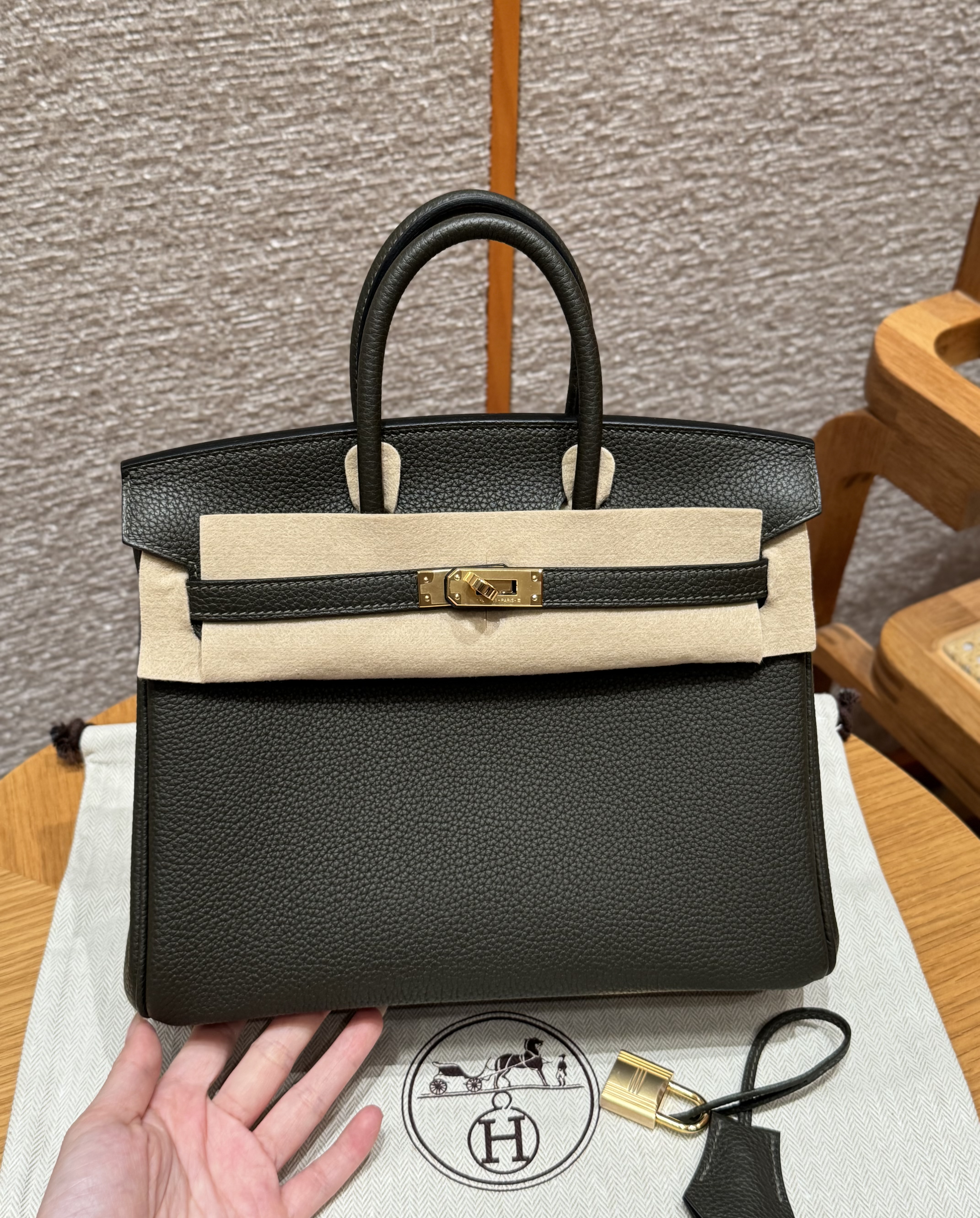 에르메스 Hermes Birkin 25cm Togo C6 Vert girs/gold