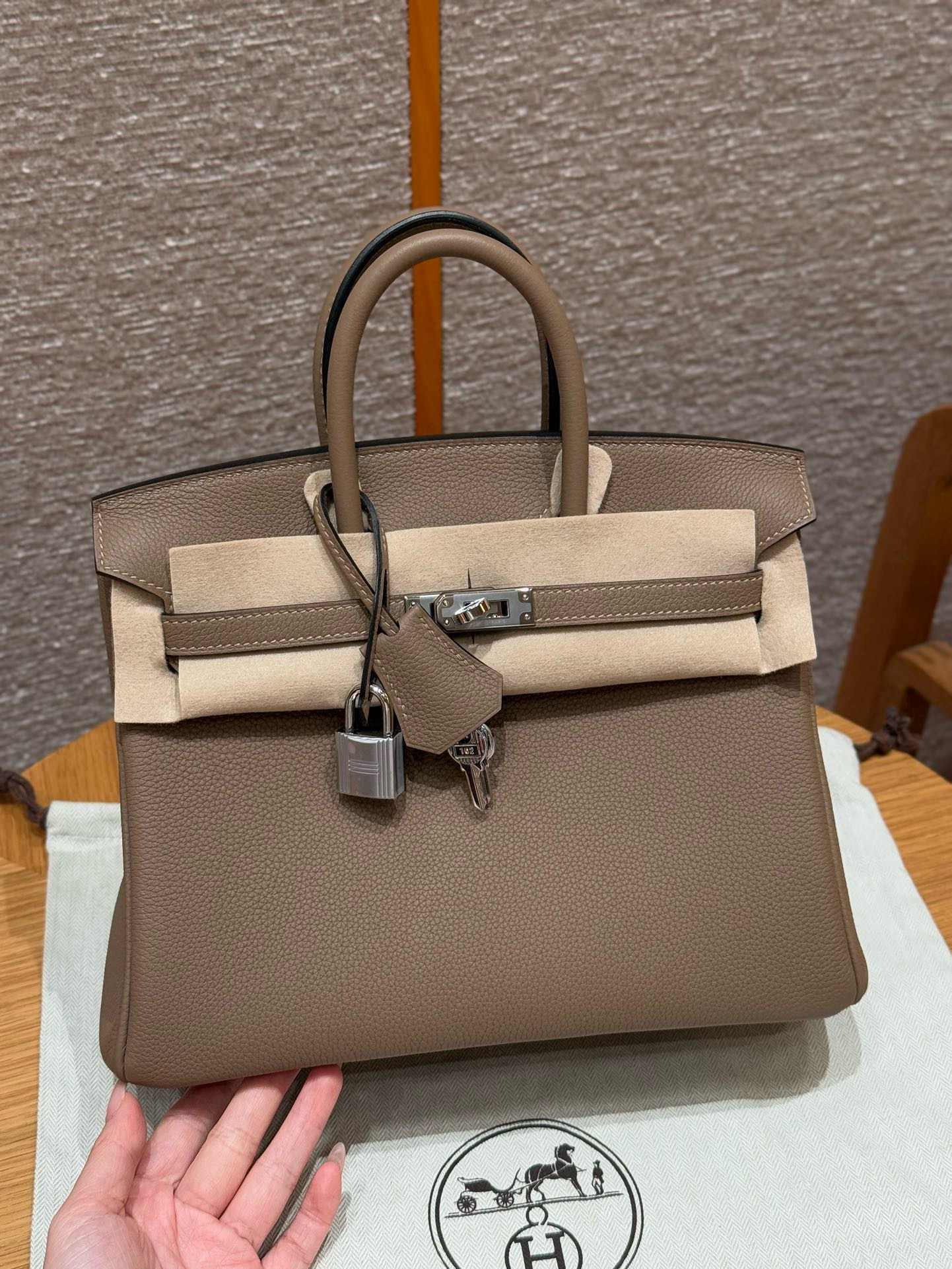 에르메스 Hermes Birkin 25cm Togo DO Beige de Weimar/silver