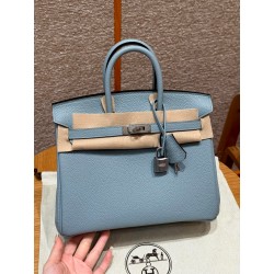 에르메스 Hermes Birkin 25cm Togo J7 Blue lin and DO Beige de Weimar/silver