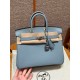 에르메스 Hermes Birkin 25cm Togo J7 Blue lin and DO Beige de Weimar/silver
