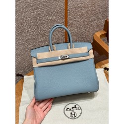 에르메스 Hermes Birkin 25cm Togo J7 Blue lin/silver