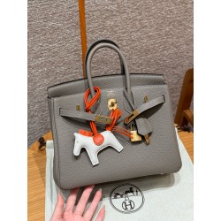 에르메스 Hermes Birkin 25cm Togo M8 Gris Asphalte/gold