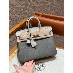 에르메스 Hermes Birkin 25cm Togo OL Gris Meyer and OW Gris Neve/silver