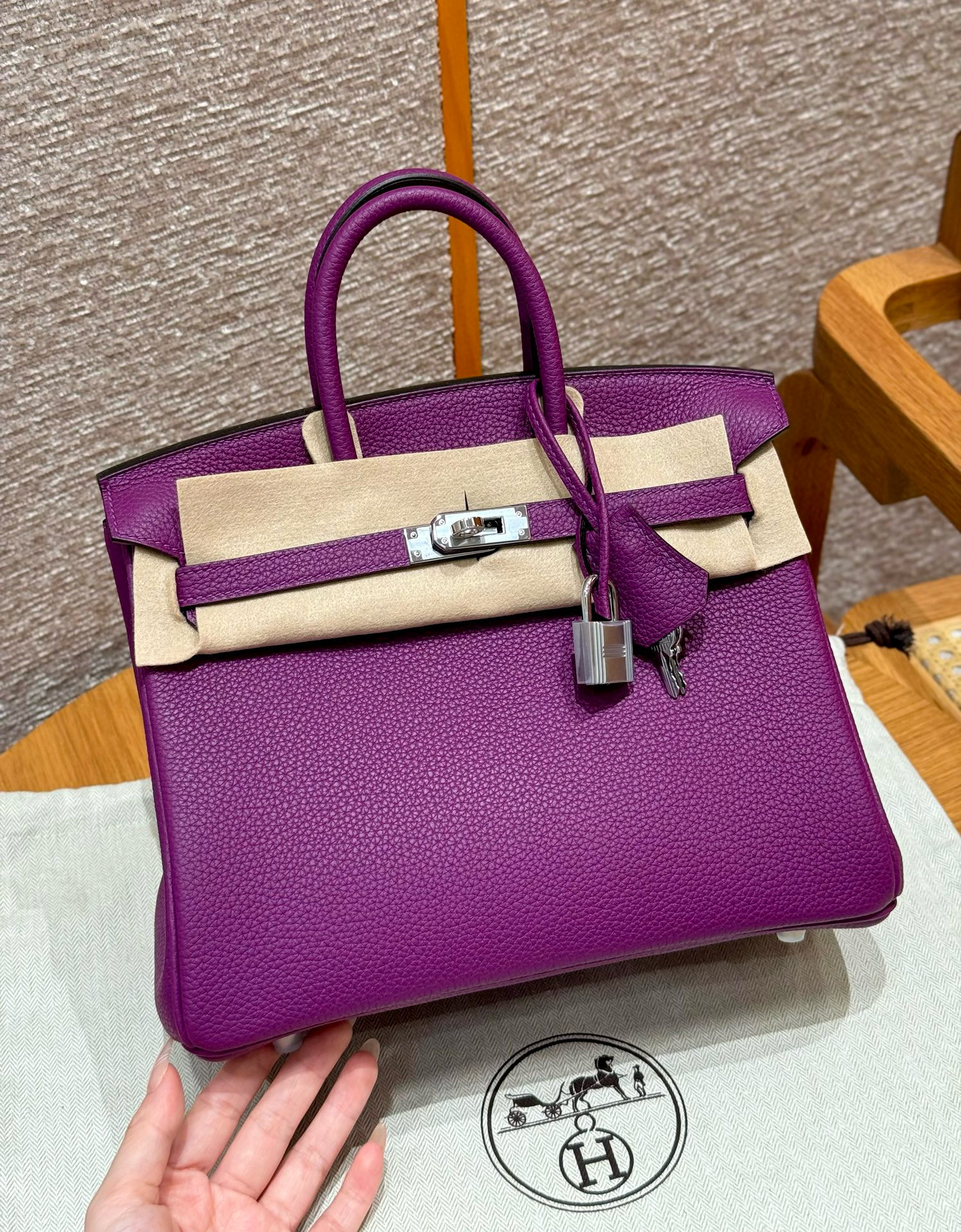 에르메스 Hermes Birkin 25cm Togo P9 Anemone/silver