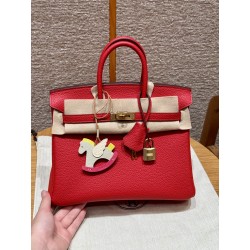 에르메스 Hermes Birkin 25cm Togo Q5 Rouge casaque and 55 Rouge H/gold