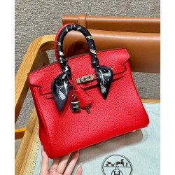 에르메스 Hermes Birkin 25cm Togo Q5 Rouge casaque/silver