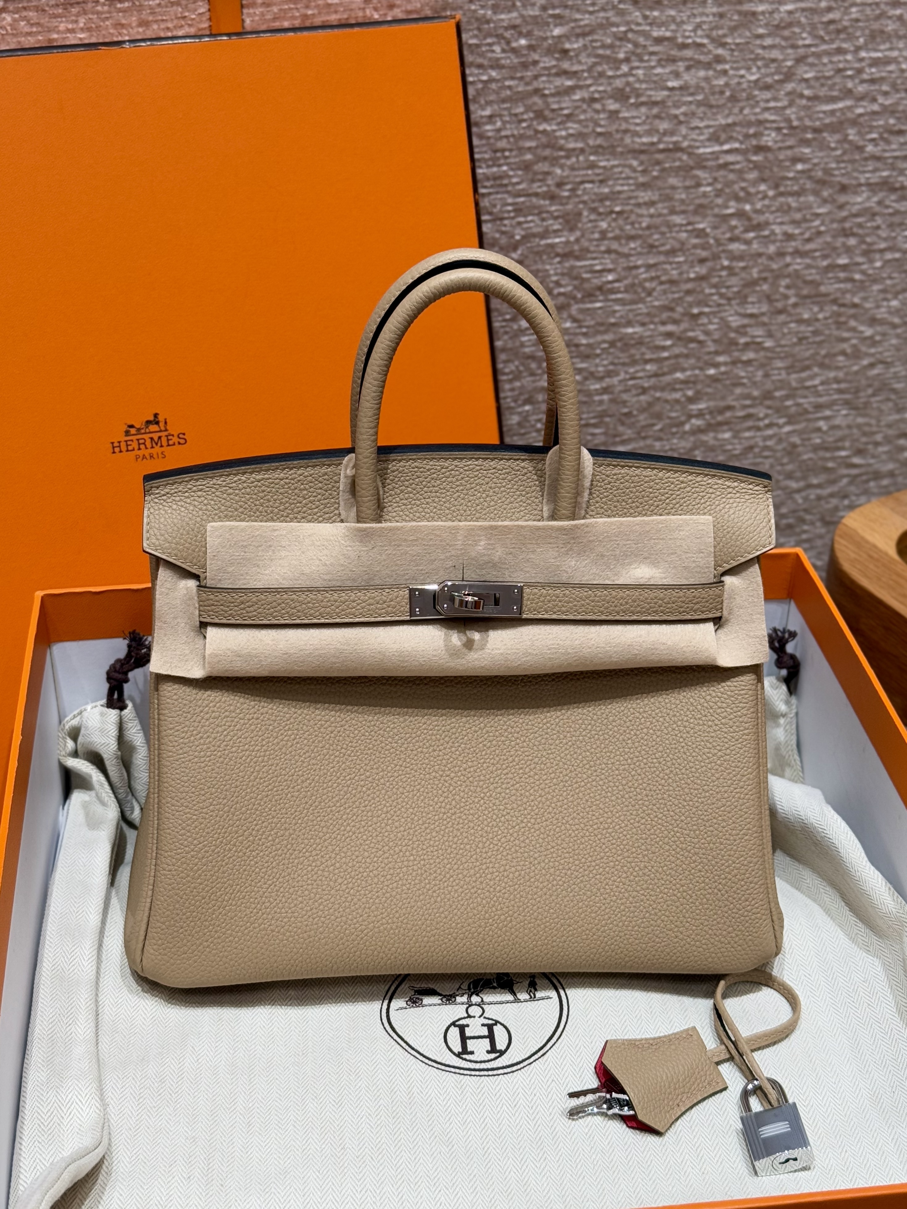 에르메스 Hermes Birkin 25cm Togo S2 Trench and i6 Rose extreme/silver