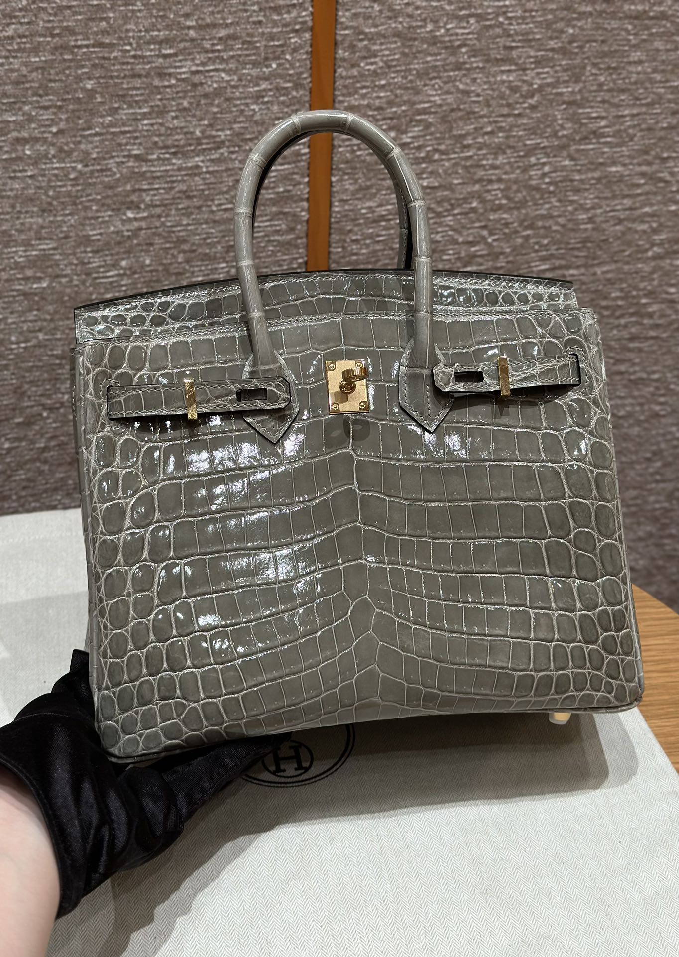에르메스 Hermes Birkin 25cm Bright faced American Alligator 81 Girs Tourerlle/gold